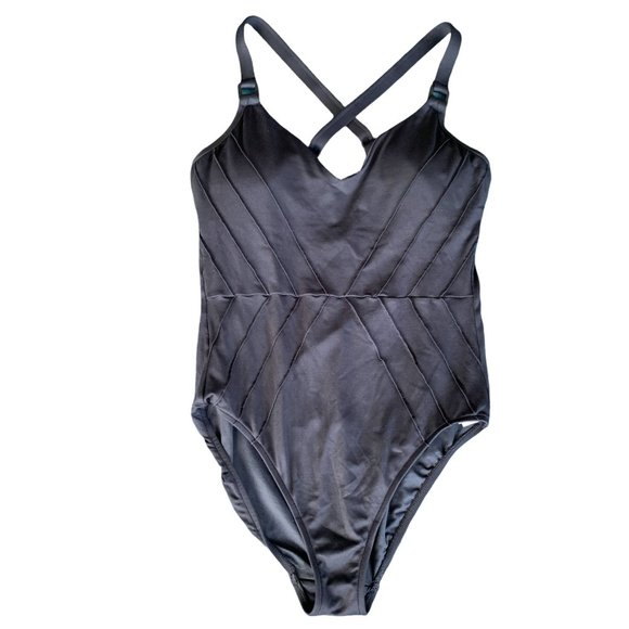 Seafolly Pintucked One Piece Racerback Swimsuit in Black AUS Size 12 / US 8 - Picture 1 of 11